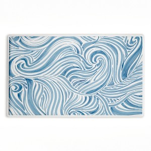 Stupell Industries Blue Sea Scrolls Pattern Printed Plush Bath Mat And Bath Rug, Design By Emma Peal, 18"X30" - 1 of 4