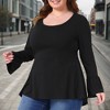 Women's Plus Size Long Bell Sleeve High Low Hem Crew Neck Casual Flared Tunic Blouse - Agnes Orinda - 2 of 4