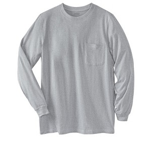 KingSize Men's Big & Tall Shrink-Less Lightweight Long-Sleeve Crewneck Pocket T-Shirt - 1 of 4