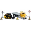 Peterbilt Roll-Off Flatbed Truck Yellow and New Holland L228 Skid Steer Yellow with Road Signs 1/43 Diecast Model by New Ray - 2 of 3