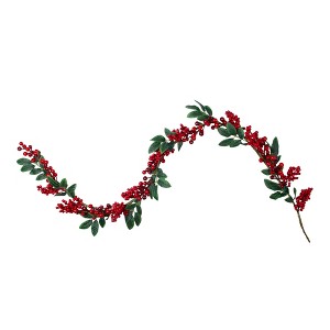 Northlight 5' x 2.25" Unlit Large and Small Berries with Leaves Christmas Garland - 1 of 4