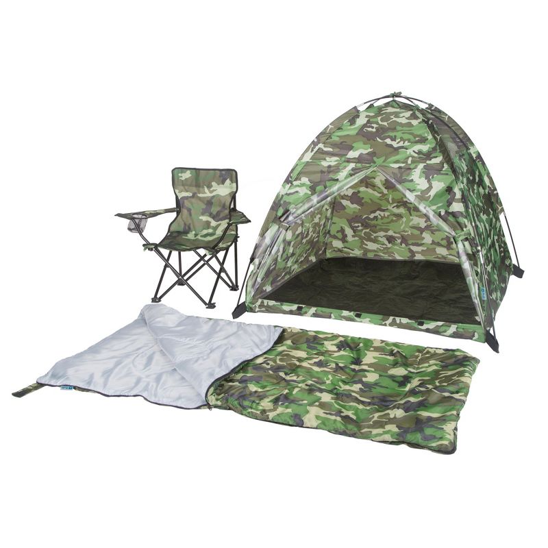 Pacific Play Tents Kids Green Camo Camping Kit, 1 of 17