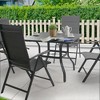 Kozyard Outdoor Patio Dining Table 35.4"x35.4" Woodgrain-Look Frame Powder Coated Table with Umbrella Hole for Backyard Patio Dining (Gray) - 2 of 4