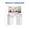 Corner Vanity Desk, Vanity Table with Lighted Mirror, Fluted Makeup Desk with Drawers and Cabinets, Corner Dressing Table with Charging Station - 3 of 4