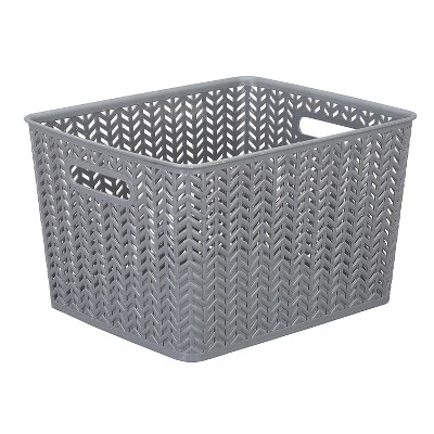 Simplify 10 Pack Plastic Organizing Storage Basket Set, Grey 