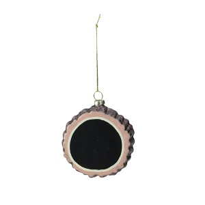 Melrose 3.5" Round Chalkboard Tree Stump Glass Christmas Ornament - Black/Brown - 1 of 3