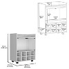 Depot E-Shop Queens Bar Cart 32.28" H, 8-Bottle Holder, Glass-Paneled Cabinet, Aluminum-Touched Top - 4 of 4