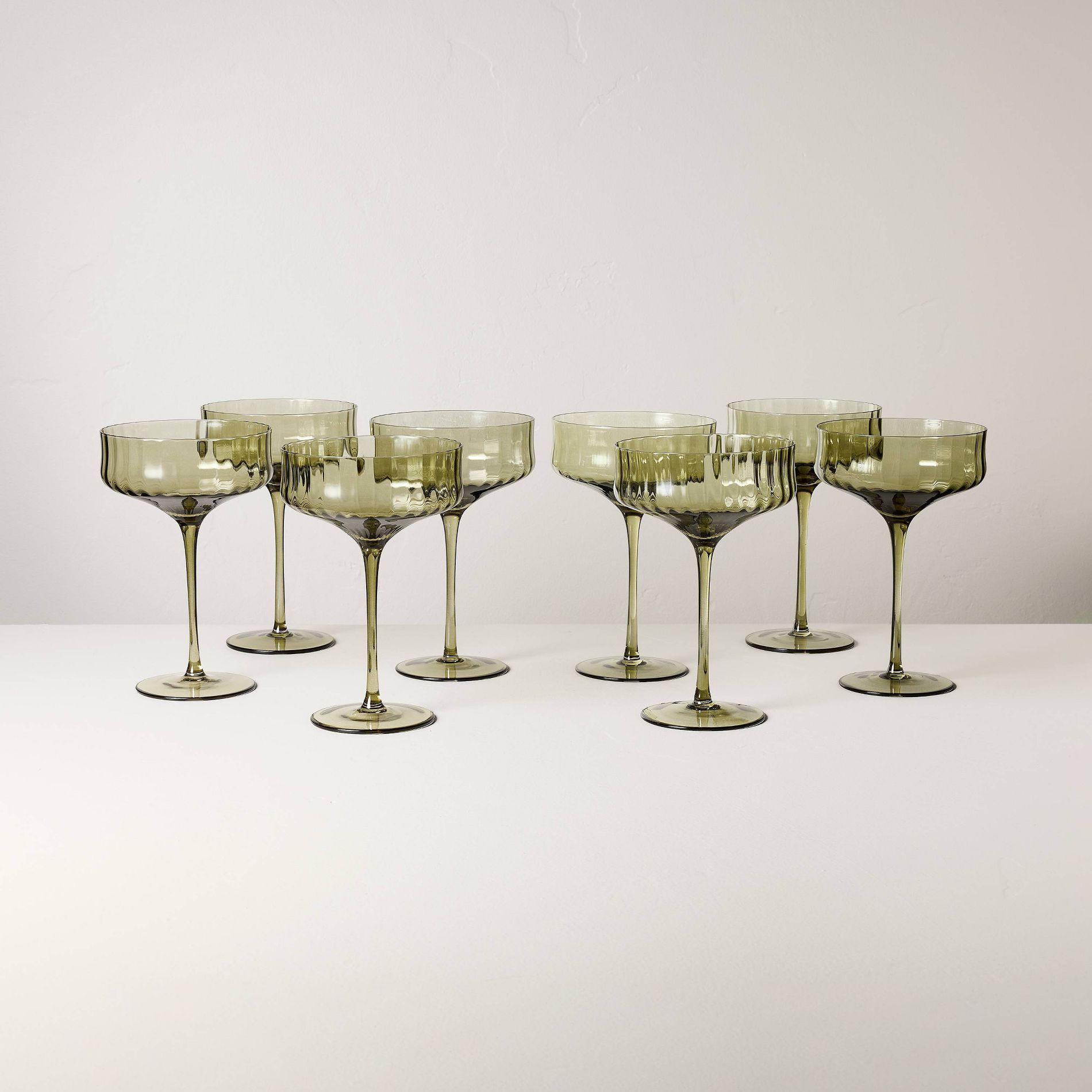 Set of 8 12oz Coupe Glasses Green - Hearth & Hand™ with Magnolia