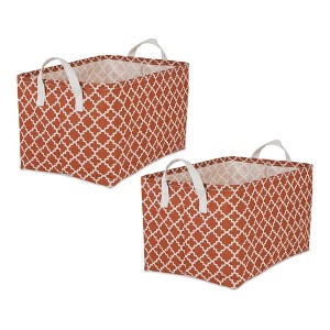 Design Imports Set of 2 Rectangle XL 12.5'' x 17.5'' x 10.5'' Pe Coated Cotton Poly Laundry Bins Lattice Cinnamon - 1 of 4