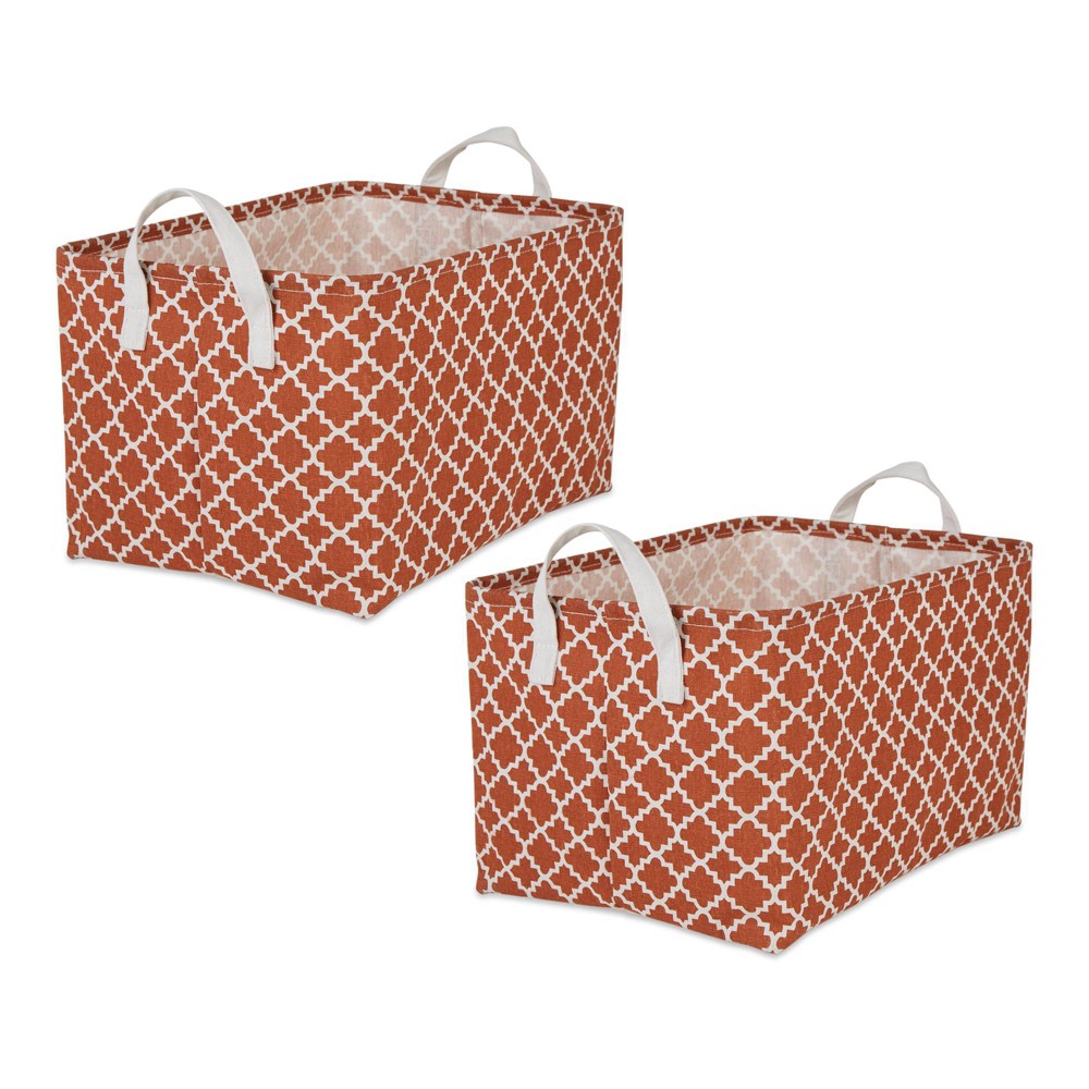 Photos - Laundry Basket / Hamper Design Imports Set of 2 Rectangle XL 12.5 x 17.5 x 10.5 Pe Coated Cotton P