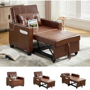 TYBOATLE 3-in-1 Convertible Sleeper Chair Bed for Adults – Pull-Out Futon Sofa with USB & Type-C Ports, Cup Holders, Side Pockets for Small Spaces - 1 of 4
