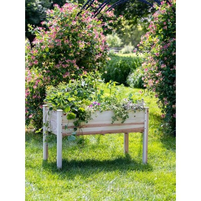 Gardener's Supply Company | Standing Wood Raised Garden Bed Kit 2.5ftx 4ft | Outdoor for Vegetables, Flowers, Herbs | Deck, Patio or Garden - brown