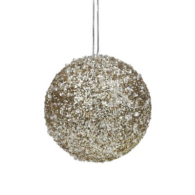 Northlight 4" Champagne Gold Sequin Glitter Christmas Ball Ornament