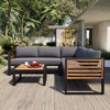 4-Piece Outdoor Patio Conversation Set, L-Shaped Sectional Sofa with Cushions & Coffee Table for Garden/Backyard/Porch - ModernLuxe - 3 of 4