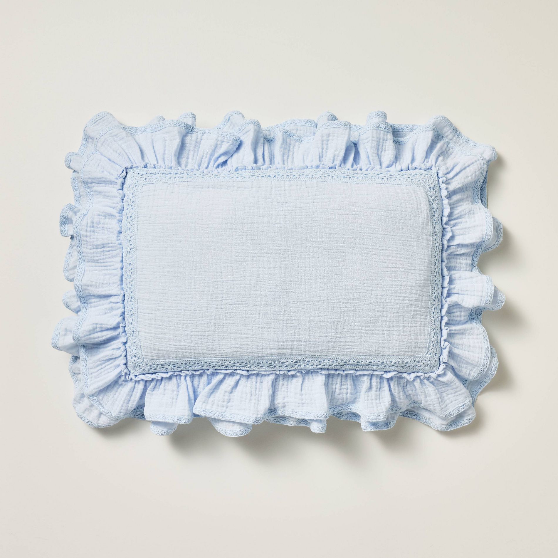 20"x14" Ruffle Lumbar Pillow Blue Simply Shabby Chic