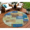 Blue Green And Beige Geometric Washable Indoor Outdoor Area Rug - 2 of 4