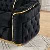 90.6" Velvet 3-Seater Button Tufted Sofa Couch with Gold Stainless Steel Accents for Living Room with 2 Pillows - 4 of 4