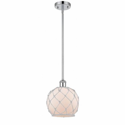 Farmhouse Rope - 1 Light Stem Hung Mini Pendant In Industrial Style-10 Inches Tall and 8 Inches Wide