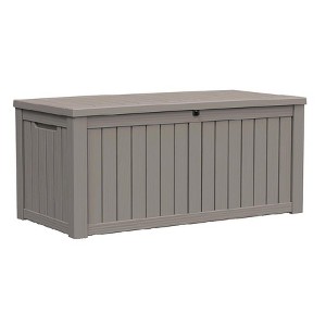Dolonm 120Gal Deck Box, Outdoor Wood Grain Storage Box,Waterproof Resin Storage Bin with Lockable Lid, Suitable for Terrace Gardens, - 1 of 1