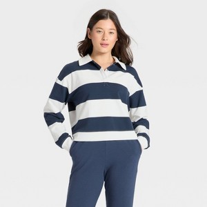 Women's Modal French Terry Polo Sweatshirt - All In Motion™ - 1 of 4