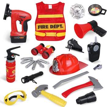 Fun Little Toys Firefighter Costume with Tools Set, 24 pcs