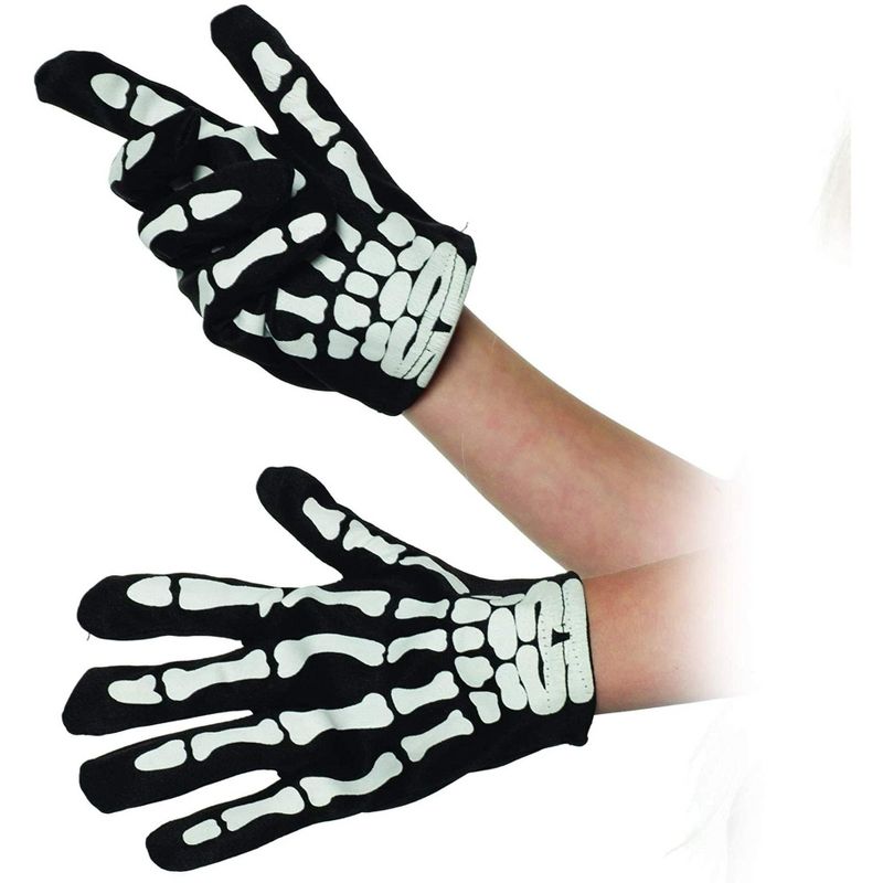 Underwraps Skeleton Child Costume Gloves | One Size, 1 of 2