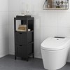 Costway Bathroom Floor Cabinet Freestanding Side Storage Organizer with 2 Removable Drawers Brown/Grey/Black - image 2 of 4