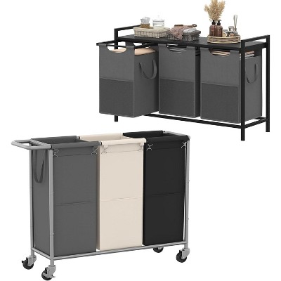 Heybly Laundry Basket,3 x 18.5 Gal Laundry Separator Hamper with Heavy Duty Rolling Wheels