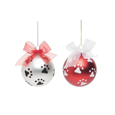 Gallerie II Paw Print Glass Ball Ornament, A/2