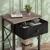 VECELO Modern X-Design Nightstand, End/Side Table with Fabric Drawer & Open Storage Shelves for Bedroom or Living Room - 4 of 4