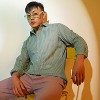Campus Sutra Men Men's Sea Green Ribbed-Striped Shirt - 2 of 4