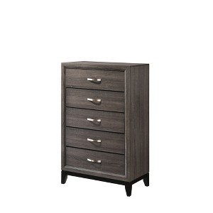 31.1" Wood Tall Chest with Five Storage dressers and Metal Hand Pull, Contemporary Style and Gray Finish - 1 of 4