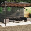 vidaXL Patio Lounge Set Outdoor Sectional Corner Sofa Poly Rattan Dark Grey - 2 of 4
