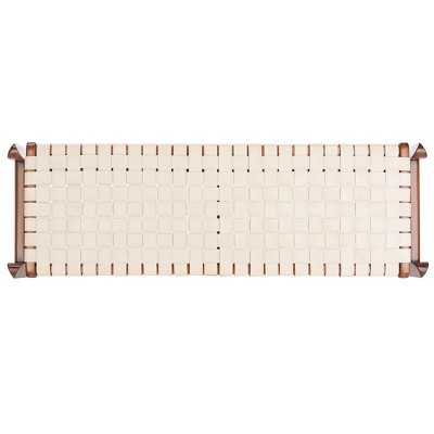 Dilan Sophisticated White Genuine Leather Bench with Mahogany Frame