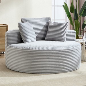 ChicFurnit Round Sofa Circle Bed Sectional Sofa Memory Foam Cloud Couch with 3 Pillow Sofa Couches for Living Room, 55.91"*55.51"*24.8" - 1 of 4
