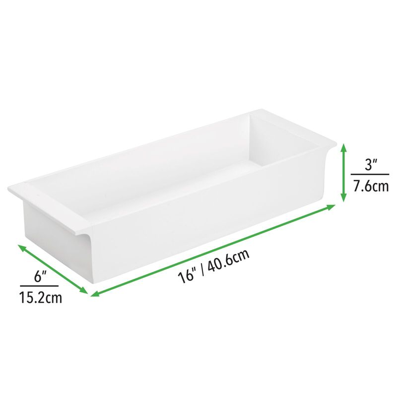 mDesign Small Bamboo Storage Organizer Toilet Tank Tray with Handles - White, 3 of 9