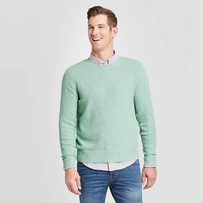 men's green crew neck sweater