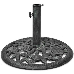 vidaXL Umbrella Base Patio Parasol Umbrella Stand Weighted Base Cast Iron - Black and Green 18.9" x 18.9" x 12.8" - 1 of 4