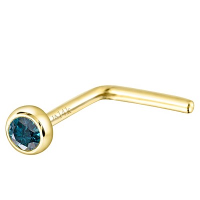 Jewelry Avalanche 22G 14K Gold Bezel-set Blue Diamond L-shape Nose Stud