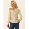 Allegra K Women's Sequin Party Sparkly Glitter Long Sleeve Off Shoulder Top - 3 of 4