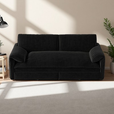 66" Velvet 3-in-1 Convertible Sleeper Sofa Bed with Pull-Out Frame, Side Storage & Wheels