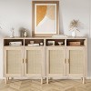 Rattan Sideboard Buffet Cabinets - 2-Door Storage with Shelf, Modern Dining Room, Coffee Bar Furniture, 36"H - 4 of 4