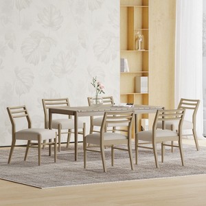 Christopher Knight Home Demlow Acacia Wood 7 Piece Upholstered Dining Set - 1 of 4