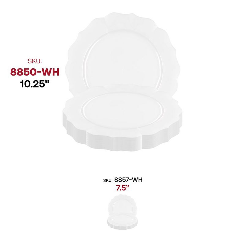 Smarty Had A Party 10.25" Pearl White Round Lotus Disposable Plastic Dinner Plates, 5 of 7