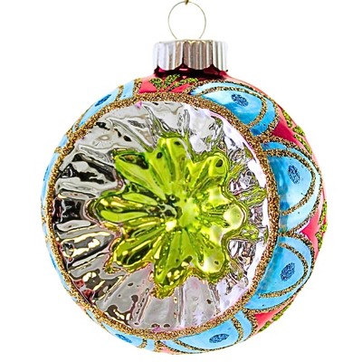 Christopher Radko 3.0 Inch Reflector Round Shiny Brite Vintage Style Tree Ornaments