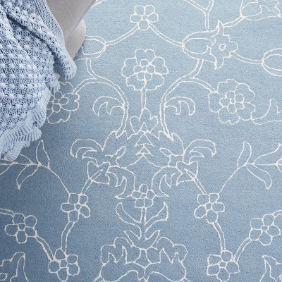 Blue and Ivory Handmade Wool Tufted Area Rug