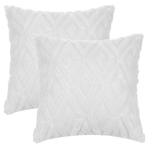 Pavilia Set Of 2 Fluffy Throw Pillow Covers, Decorative Faux