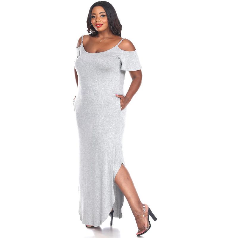 Women's Plus Size Cold Shoulder Lexi Maxi Dress with Pockets - White Mark, 2 of 4