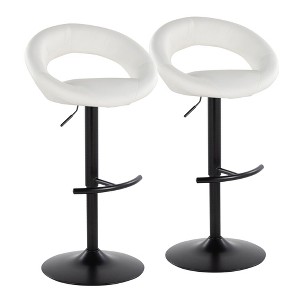 Adjustable Faux Leather Contemporary/Glam Swivel Bar Stool with Circular Seat and Metal Footrest for Home Bar or Kitchen (Set of 2) - 1 of 4