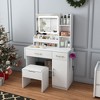 KTMBDW Vanity Desk with LED Mirror Lights and Charging Station, Makeup Dressing Table with 3 Drawers, 7 Shelves and Storage Stool for Bedroom - 3 of 4